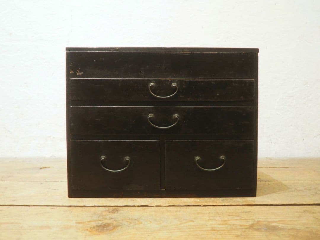 1274 シックな色合いの収納箱　小引き出し　裁縫箱　古家具　レトロ　ケース