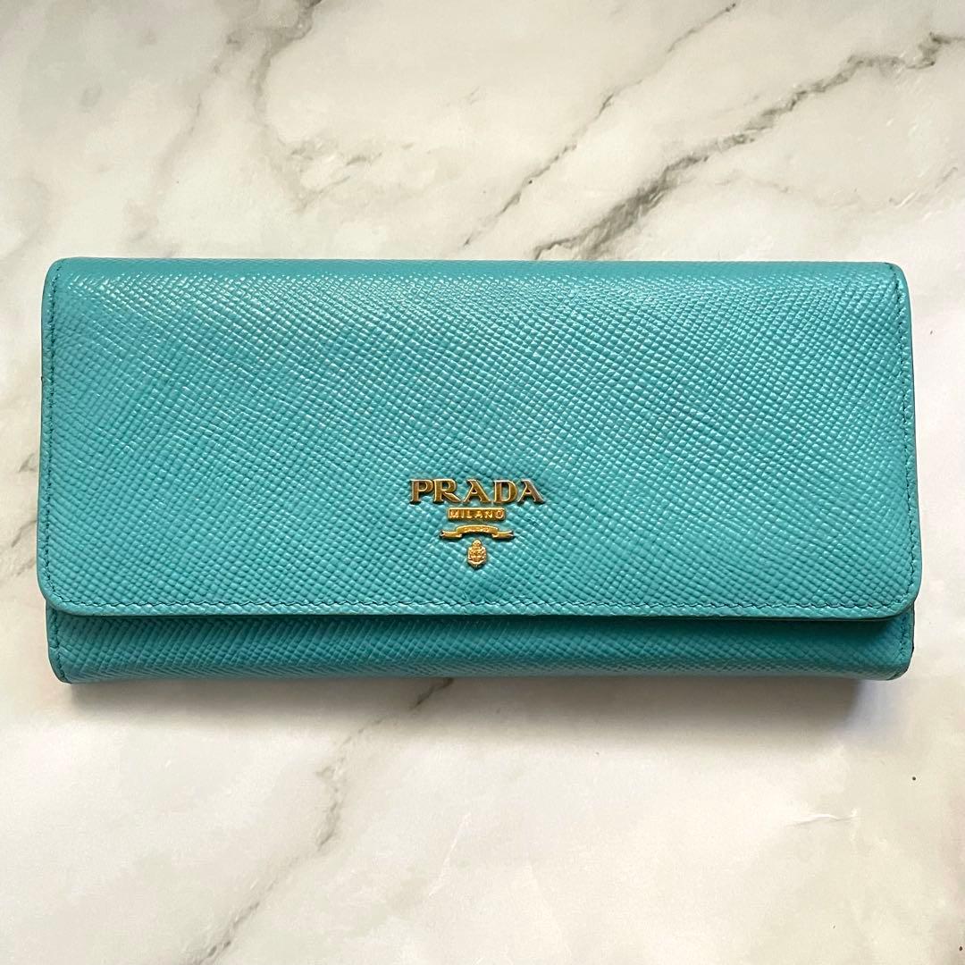 PRADA プラダ サフィアーノ 長財布 フラップ　2つ折り　極美品0112-①