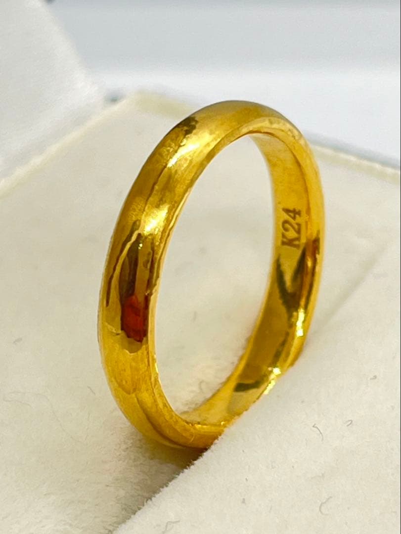 ミーさんK24純金 甲丸リング4.46g指輪リング 刻印あり ハンドメイド