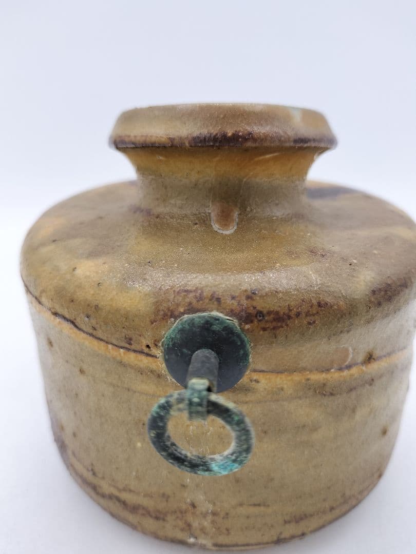 c485 【未使用】掛花入 上野焼 うずくまる 堀内宗完 箱書 木箱 茶道具