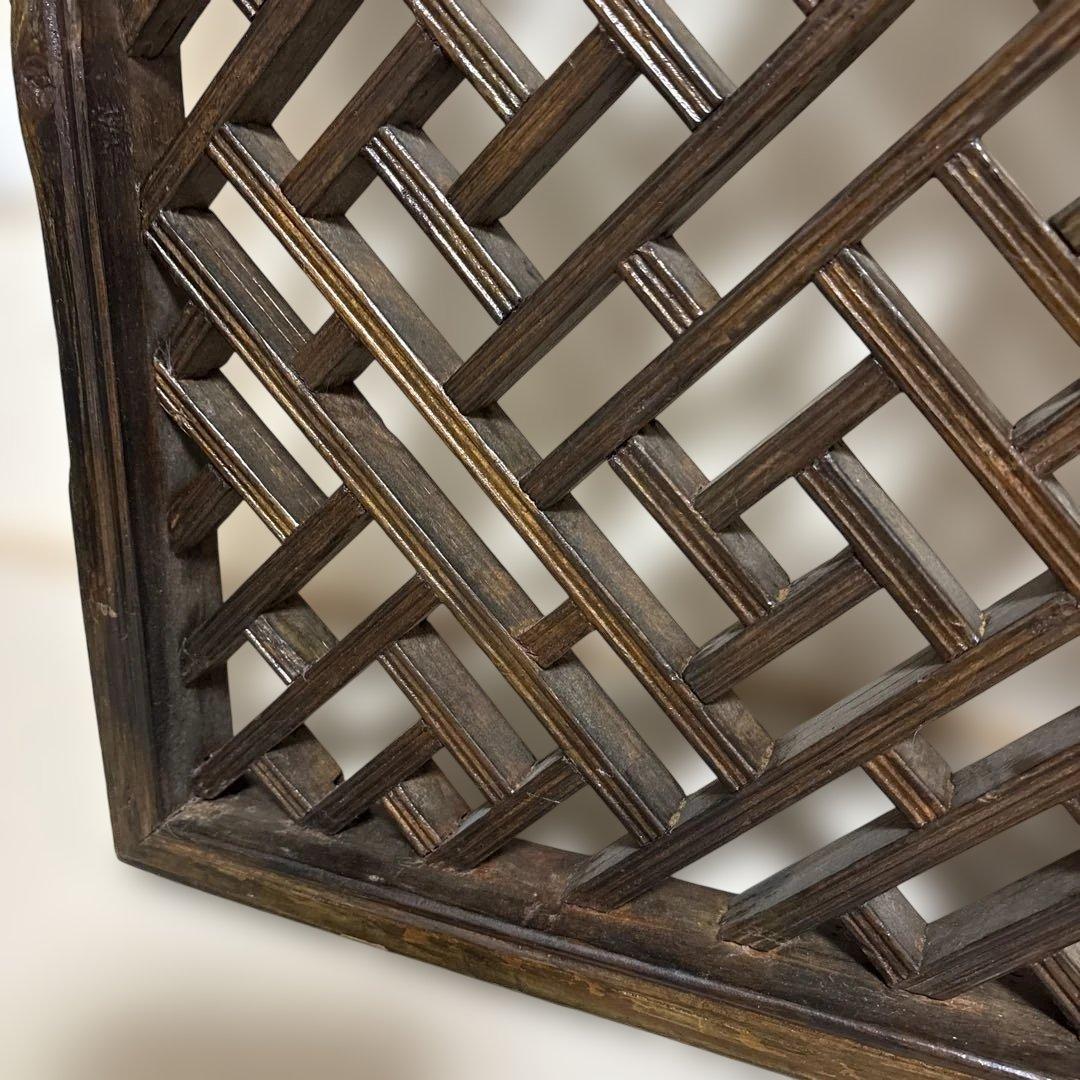 中国アンティーク☆木製建具☆シノワズリ☆欄間☆格子模様☆壁掛け装飾☆2枚セット