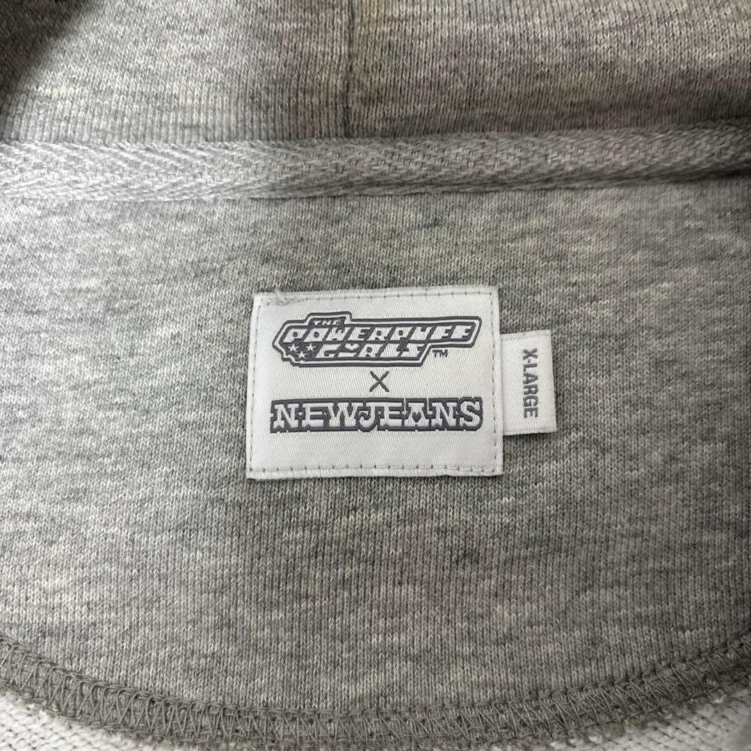 NewJeansパワーパフガールズ プリント フード付きパーカー グレー XL