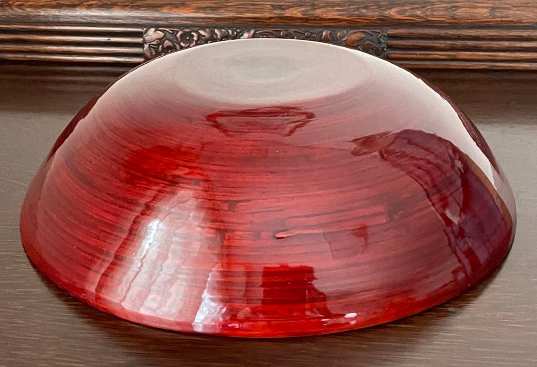 赤色 漆器 丸型飾り椀　光沢仕上げ