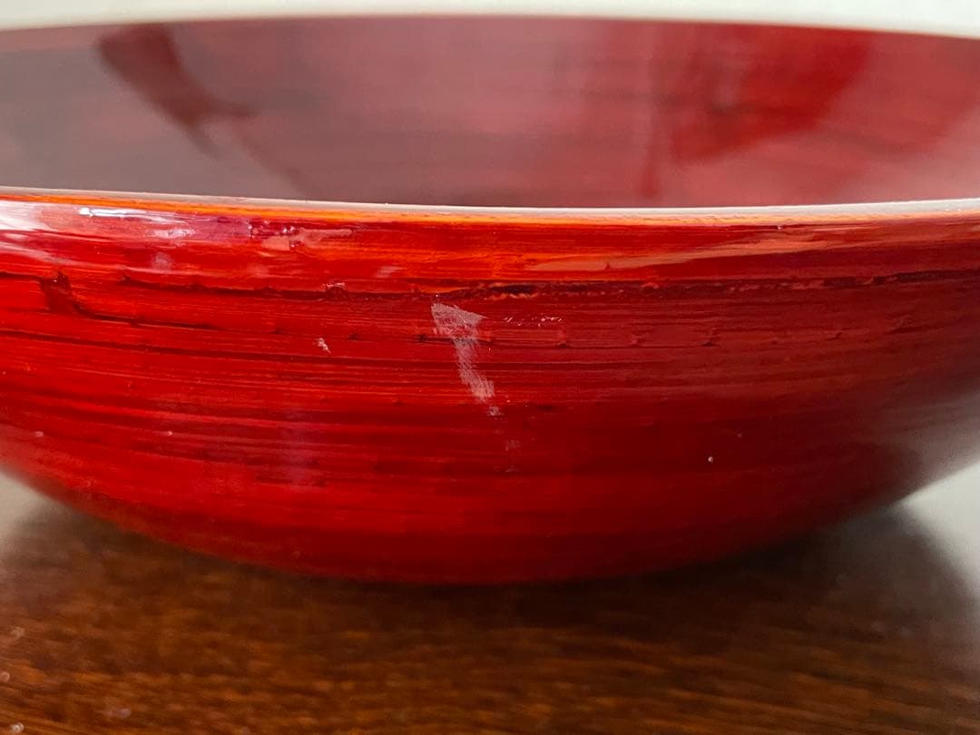 赤色 漆器 丸型飾り椀　光沢仕上げ