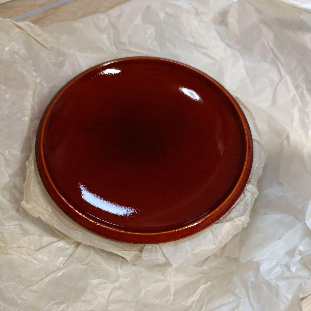 飛騨高山　春慶塗り　漆器の盆とコースターのセット　収納箱あり