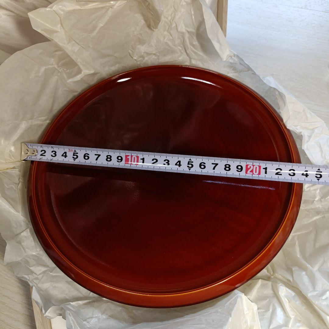 飛騨高山　春慶塗り　漆器の盆とコースターのセット　収納箱あり