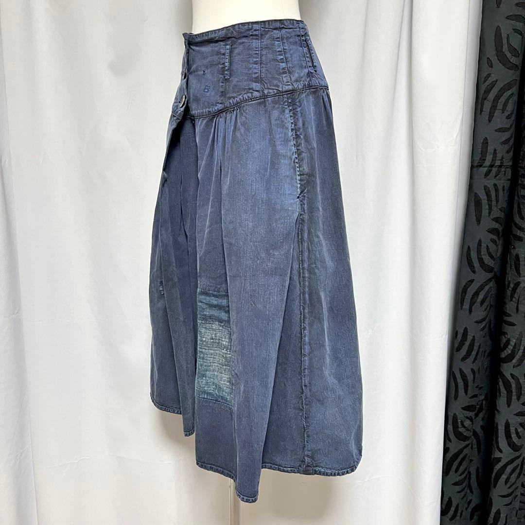 【レア品】KAPITAL 藍染　パッチワーク　ラップキュロット　ガウチョパンツ