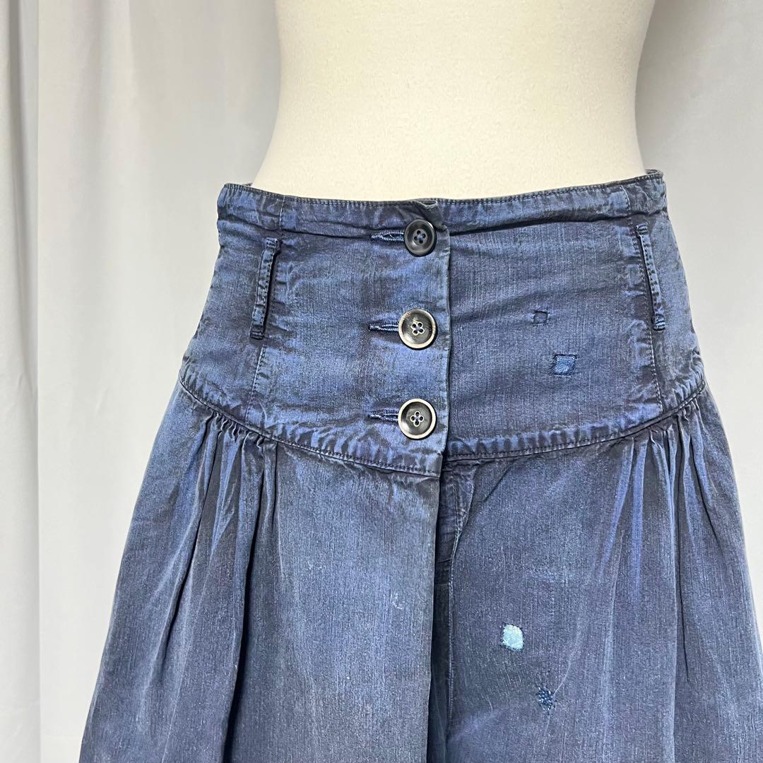 【レア品】KAPITAL 藍染　パッチワーク　ラップキュロット　ガウチョパンツ