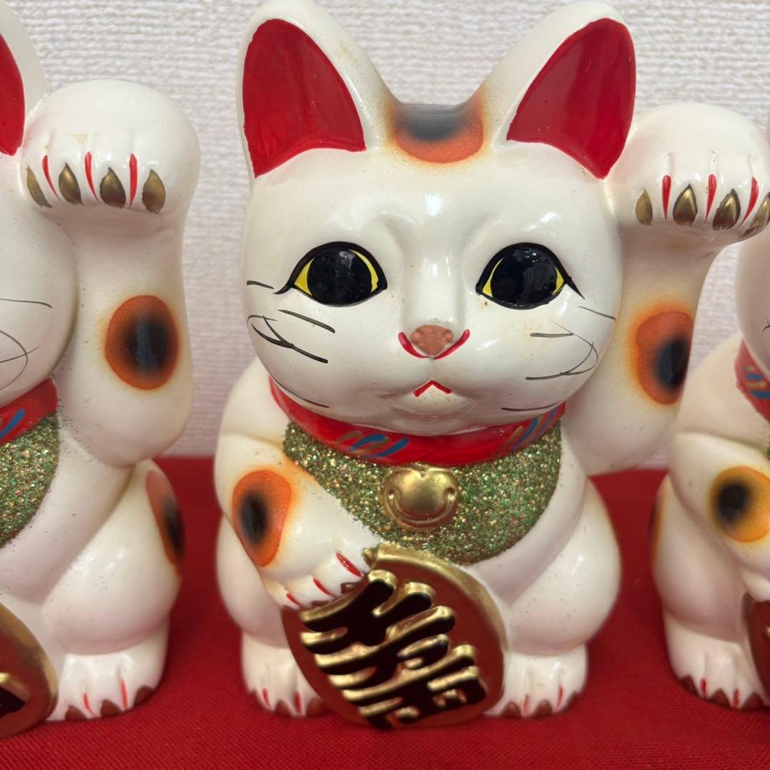 招き猫 6号3つ　まとめ売りお買い得‼︎未使用箱付き‼︎ ②