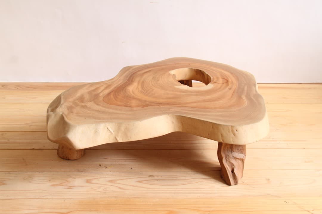 天然木　一枚板　座卓　白　飾り台