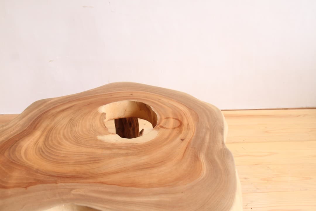 天然木　一枚板　座卓　白　飾り台