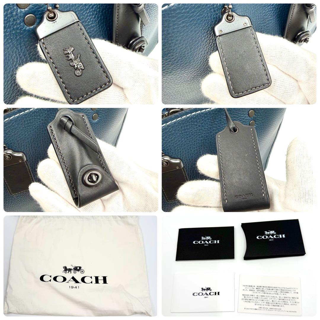 極美品 希少 コーチ ローグ 30 3way レザー ショルダーバッグ ネイビー