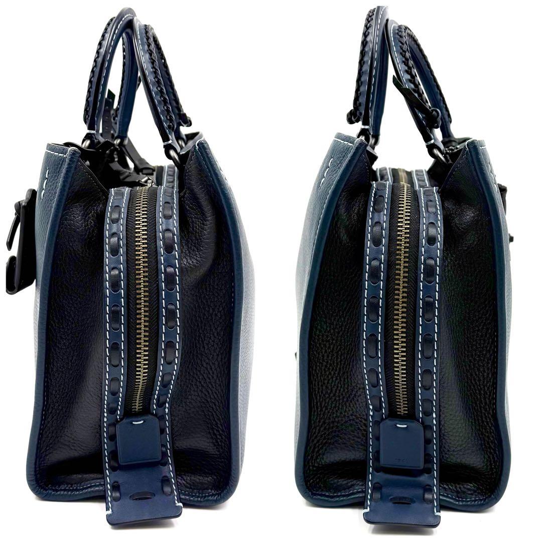 極美品 希少 コーチ ローグ 30 3way レザー ショルダーバッグ ネイビー