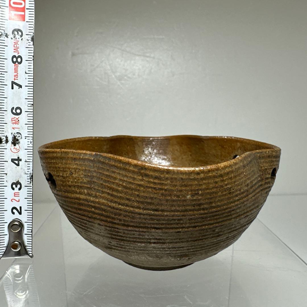 江戸初期　古唐津透盃碗　幅約10㎝　タコチ　東さ7-0411☆2F