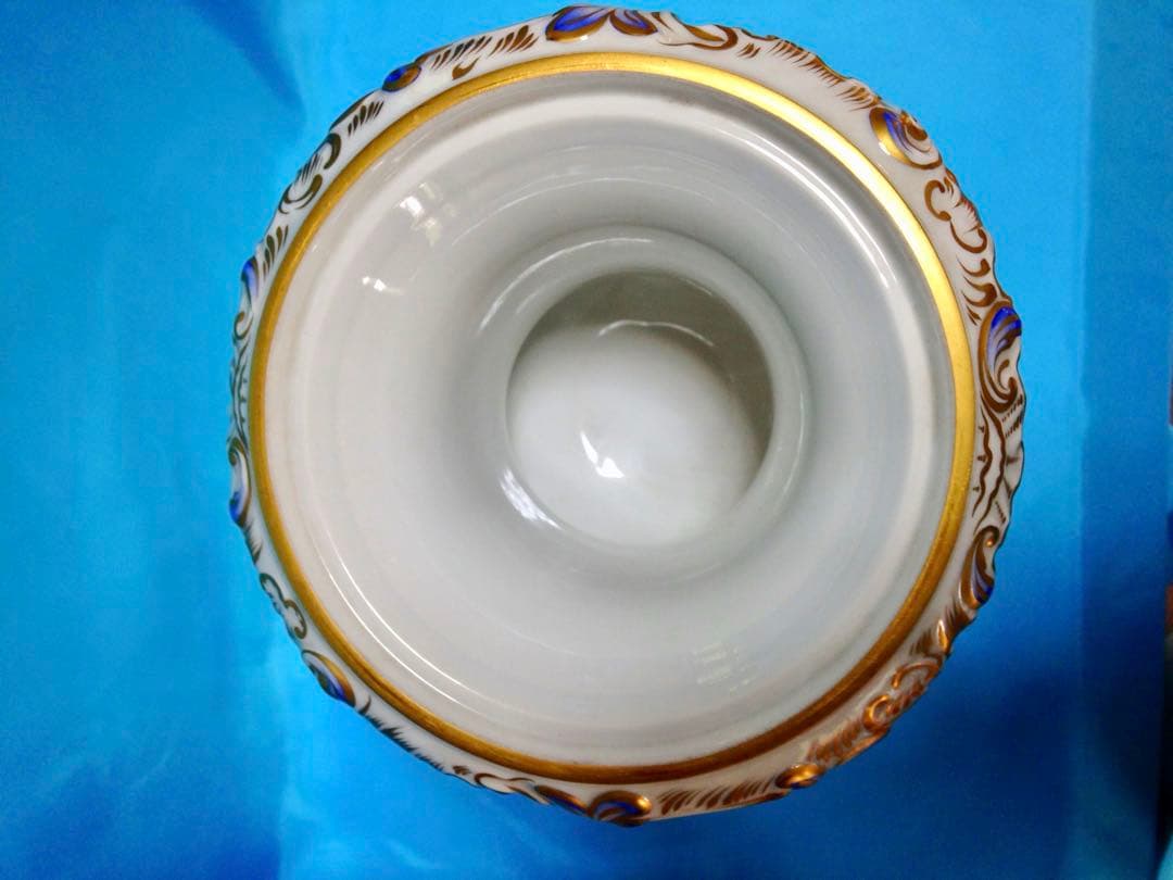 ヘレンドアンティーク☆コンポート蓋付花瓶飾物陶器H34.5金彩一点物☆美しい花柄