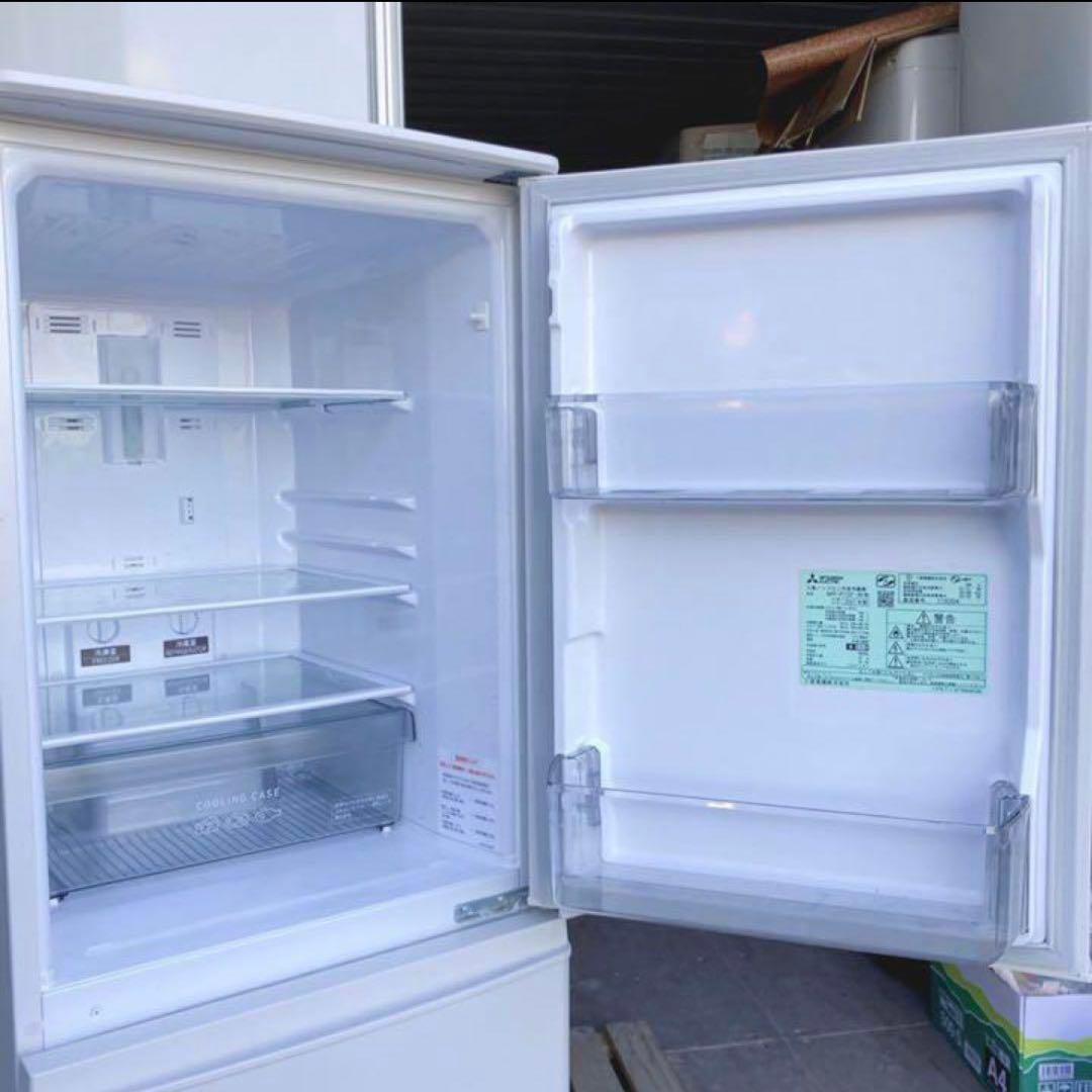 取付無料！三菱低温ケース搭載マットホワイトおしゃれインテリア冷蔵庫！洗濯機