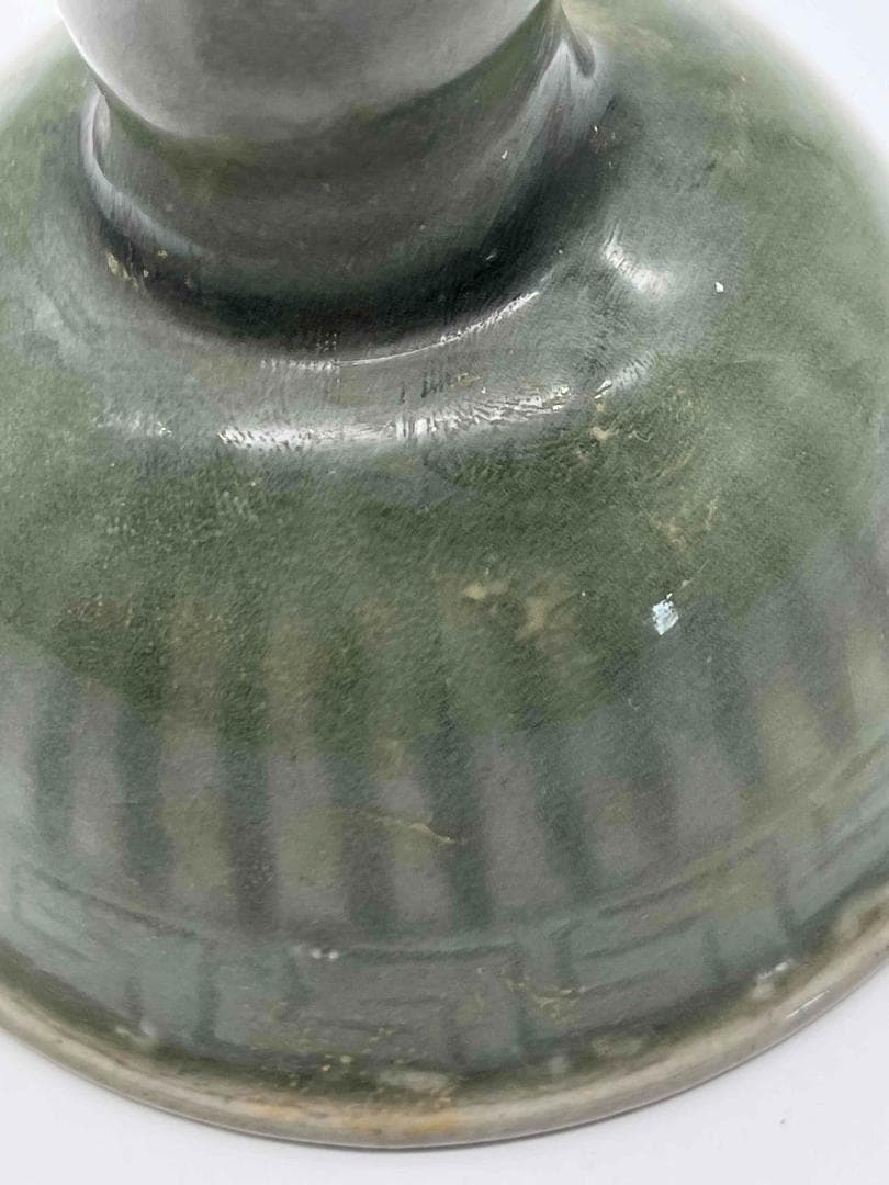 元から明時代　青磁　龍泉窯高足杯 馬上杯　青磁茶碗　唐物(F-43)