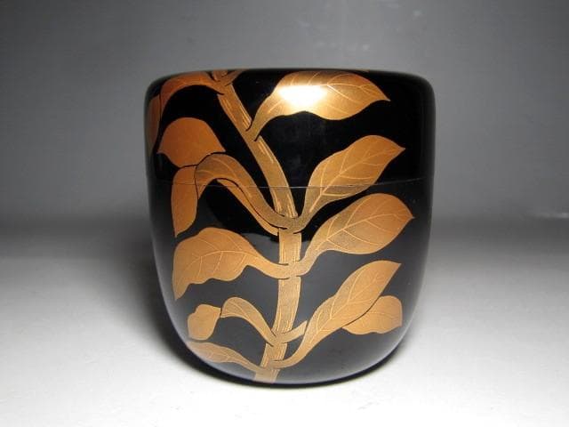 ＜土日限定価格＞中村宗哲 鶏頭蒔絵 大棗 裏千家十五代 鵬雲斎花押　e64