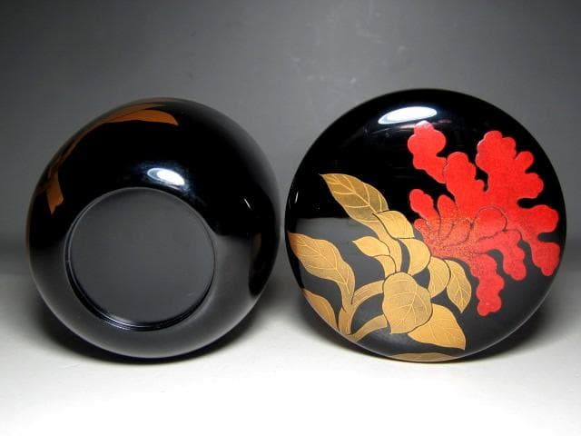 ＜土日限定価格＞中村宗哲 鶏頭蒔絵 大棗 裏千家十五代 鵬雲斎花押　e64