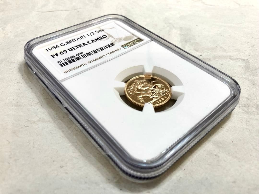 ★ムネゴロウ★★1984年イギリス1/2ソブリンプルーフ金貨★PF69UC