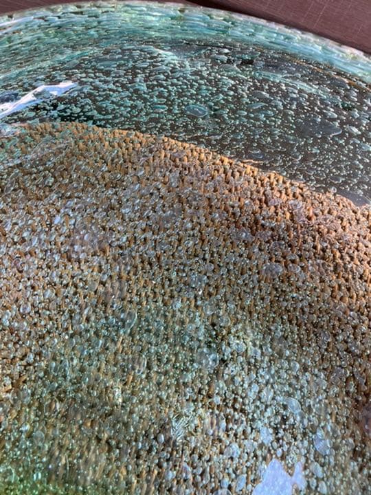 稲嶺盛吉　泡ガラス　花器　翠