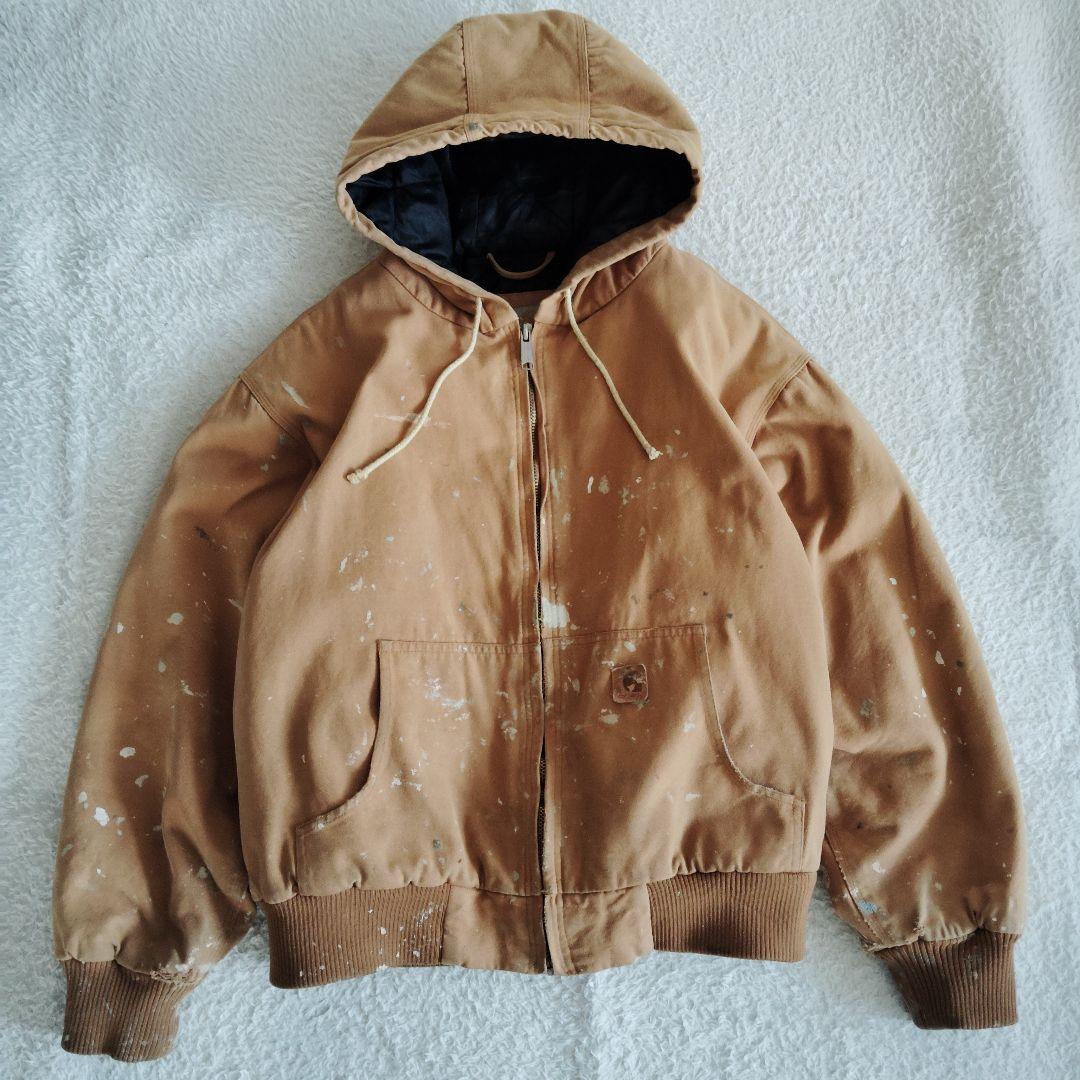 カーハート　アクティブジャケット　ペンキ　Ｌ　ブラウン　キルティング　ペイント