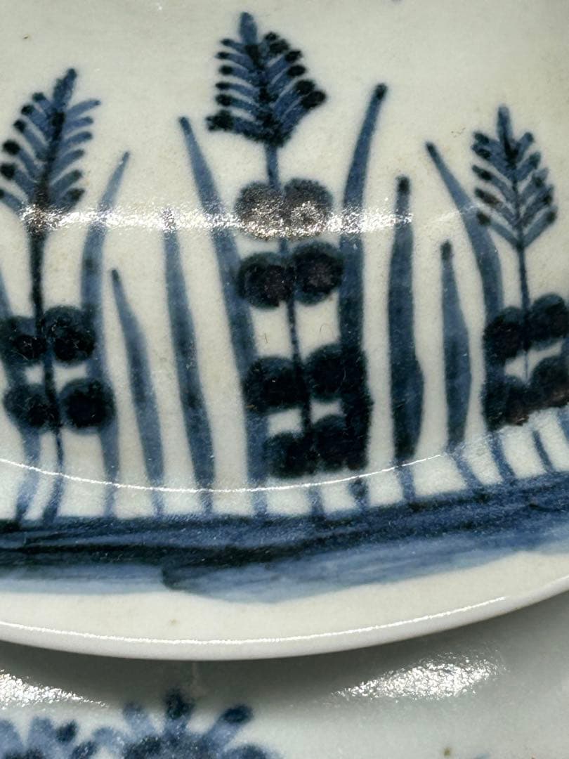 古伊万里　染付　秋草紋大壺　送料込み1114