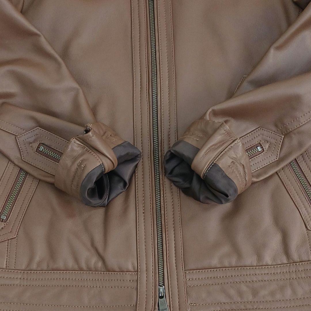 ✨良品✨ブラックレーベル レザーライダース ラビットファー キャメル サイズM