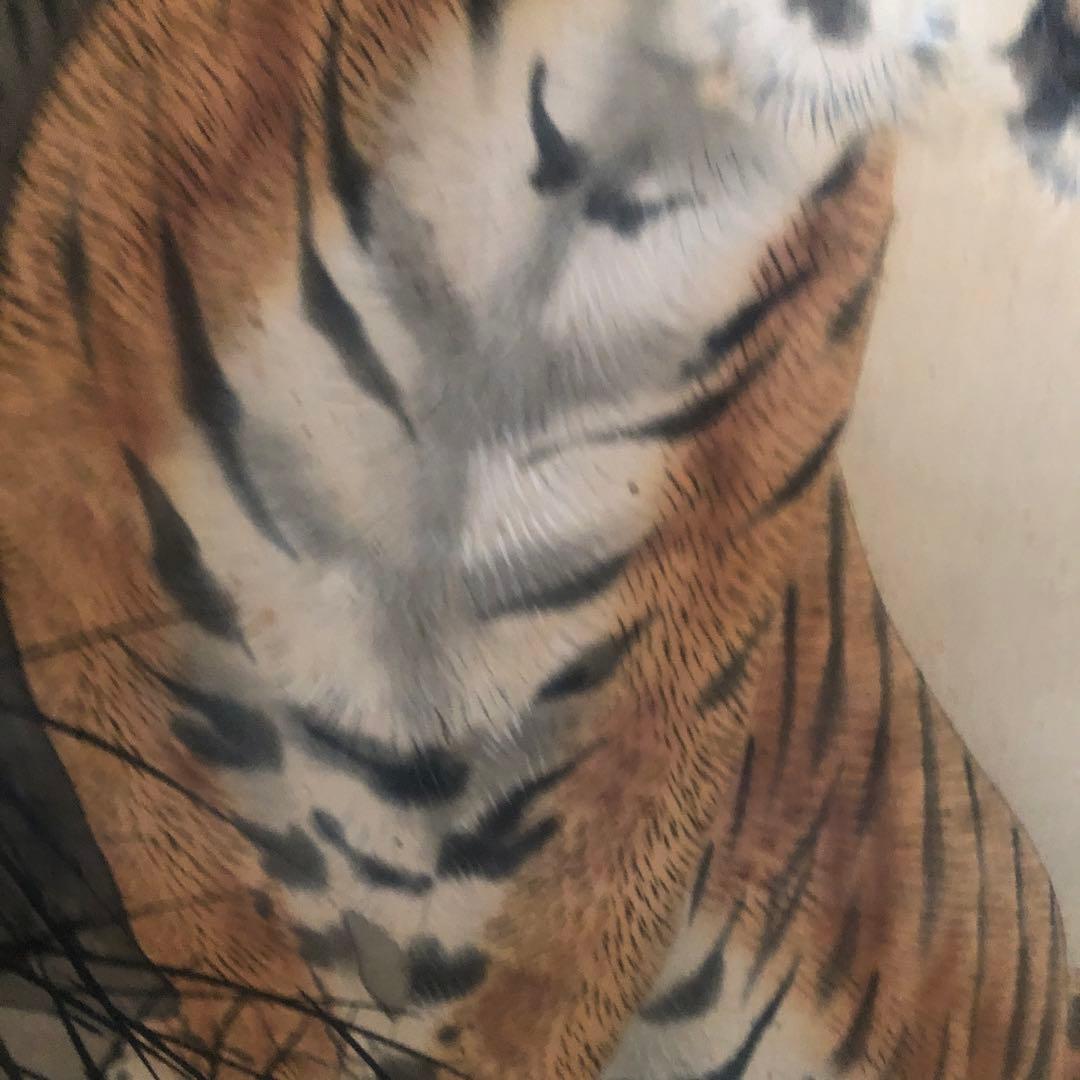 大橋翠谷「月に虎」絹本掛軸 186×54cm 江戸後期 値引き交渉可