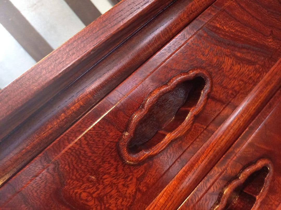 和物　高級　木組細工　欅　良杢目　無垢材　一枚板　重厚　大引き出し　五杯
