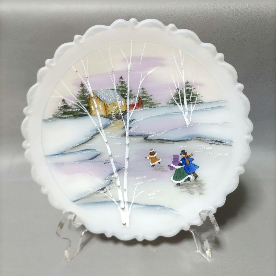 Fenton 1993 手描き冬の風景皿