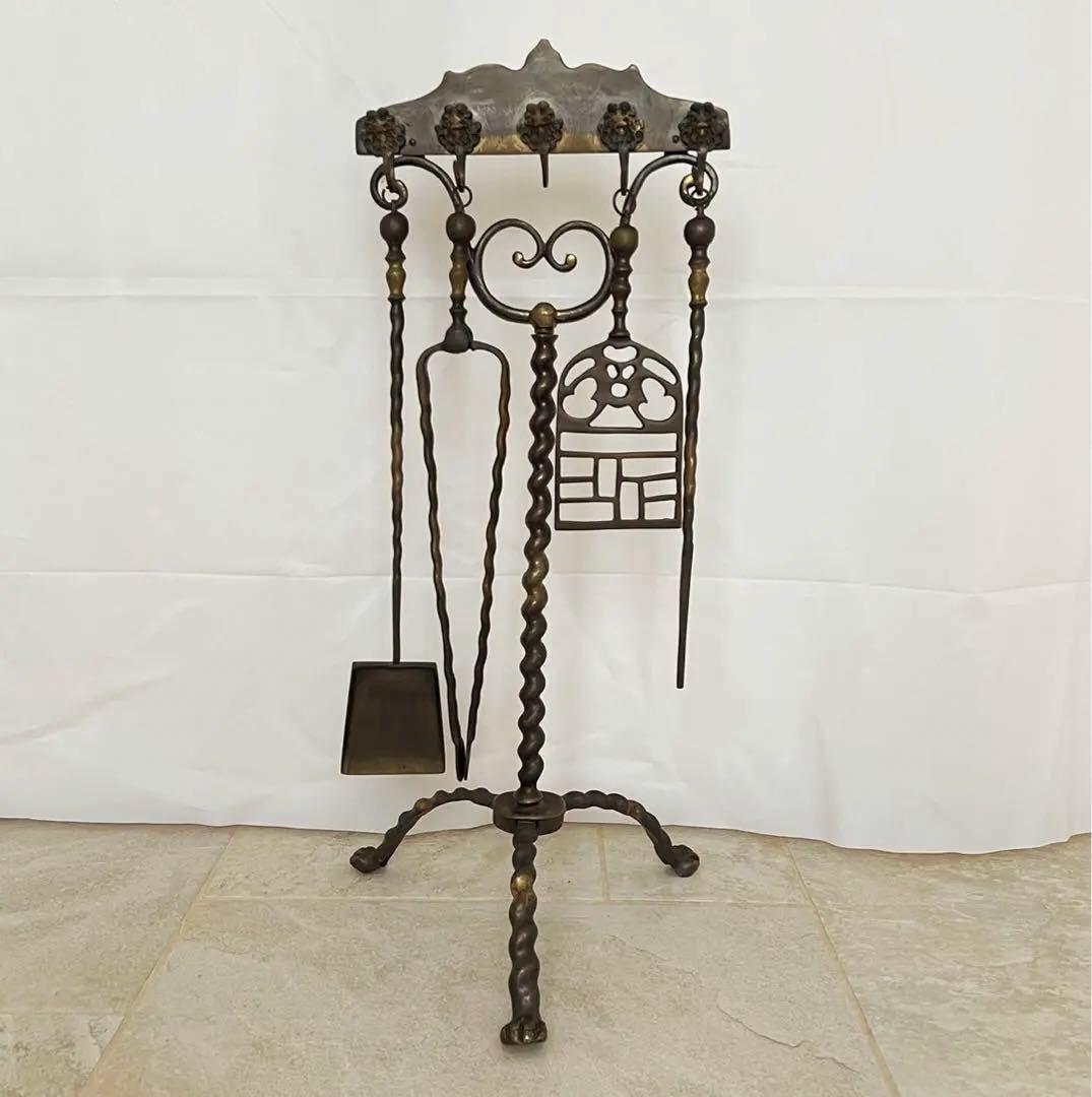 再値下げ❗️希少 アンティーク 真鍮製ファイヤーツール 暖炉 薪ストーブ