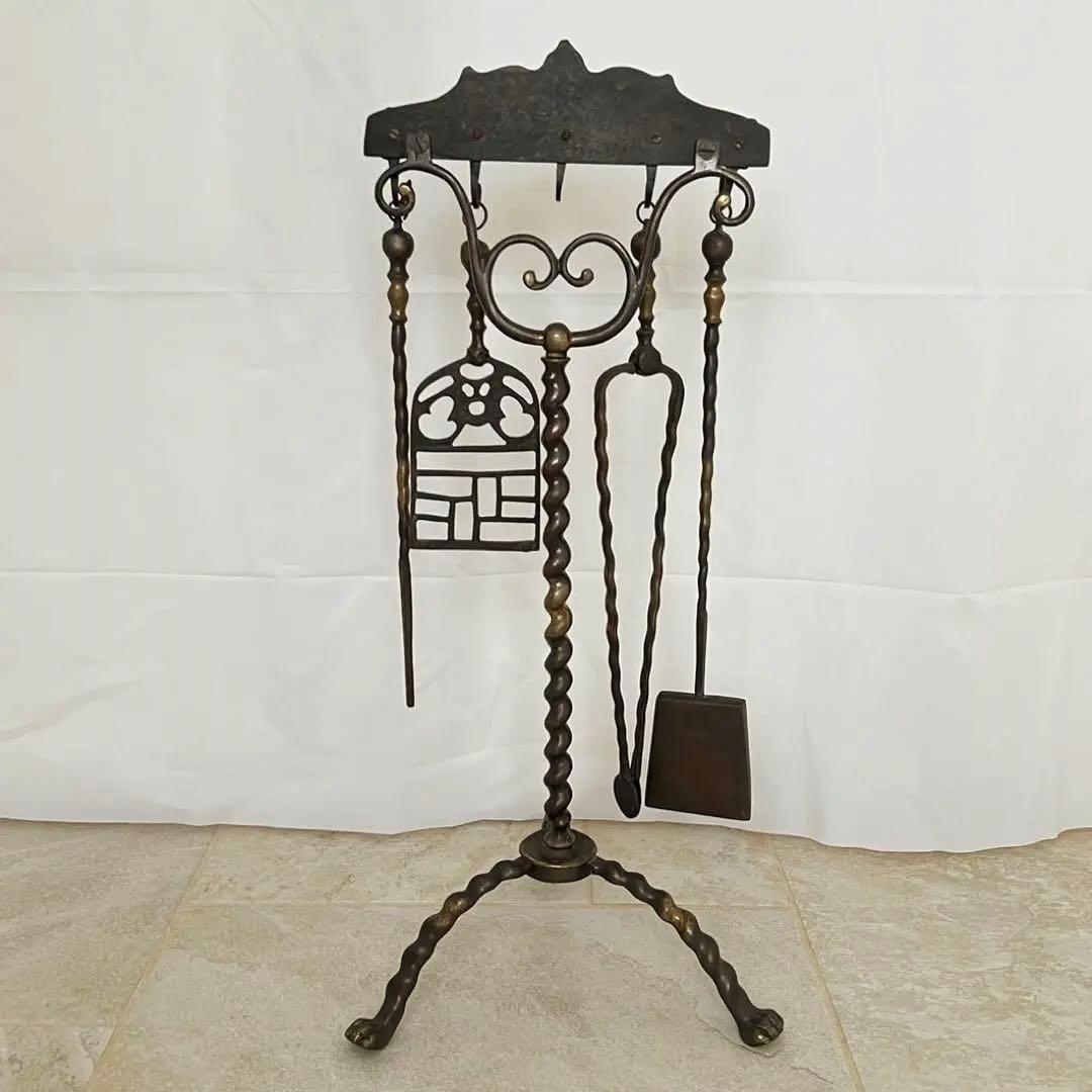 再値下げ❗️希少 アンティーク 真鍮製ファイヤーツール 暖炉 薪ストーブ