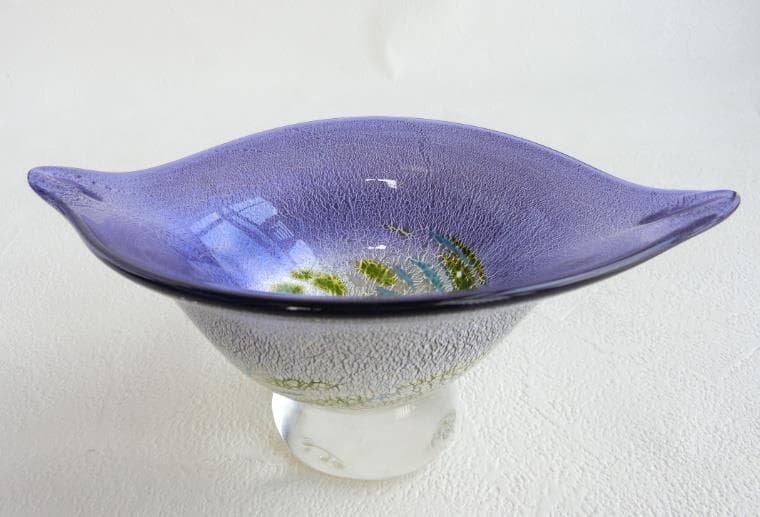 【新品☆未使用】銀被せ宙吹きガラスアート 置物