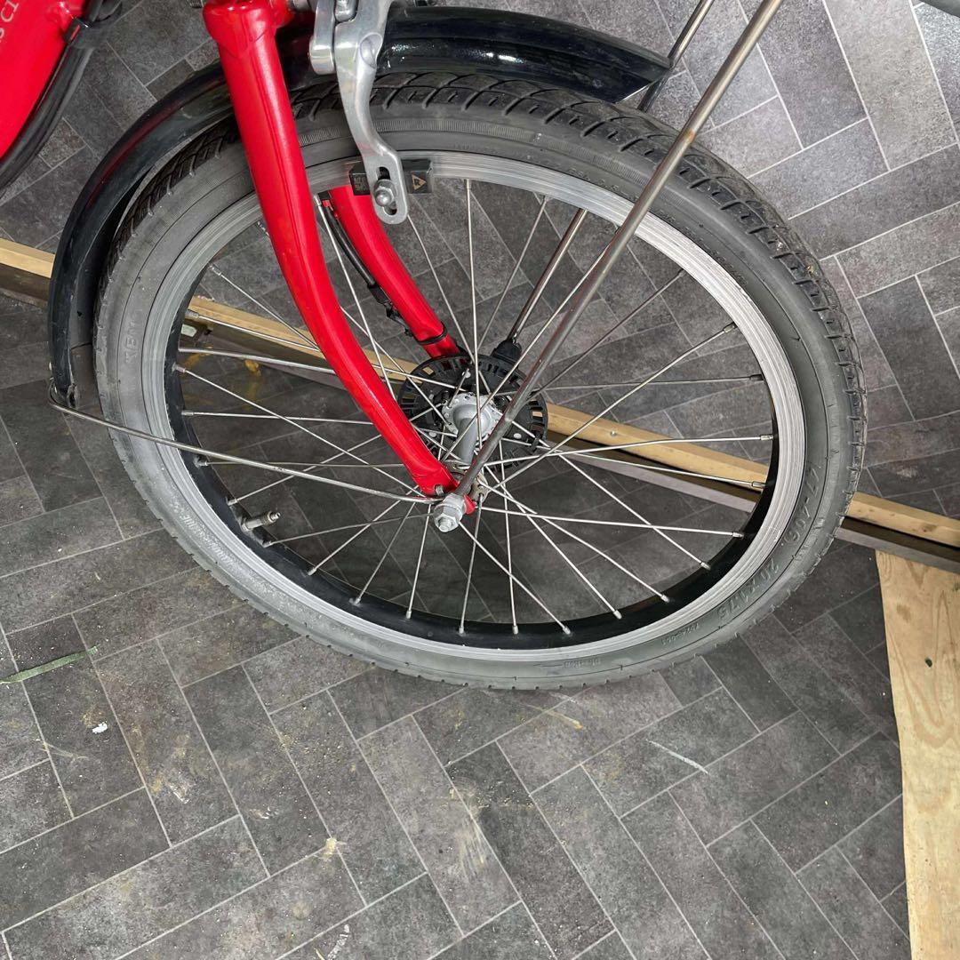 赤 シティタイプ 電動アシスト自転車 バスケット付きバッテリー12.3ah