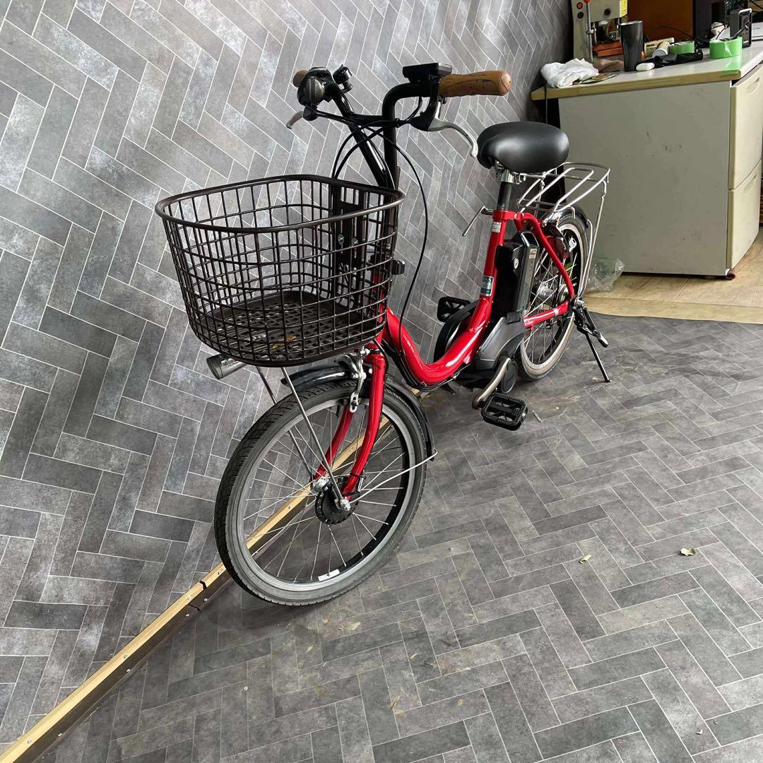赤 シティタイプ 電動アシスト自転車 バスケット付きバッテリー12.3ah