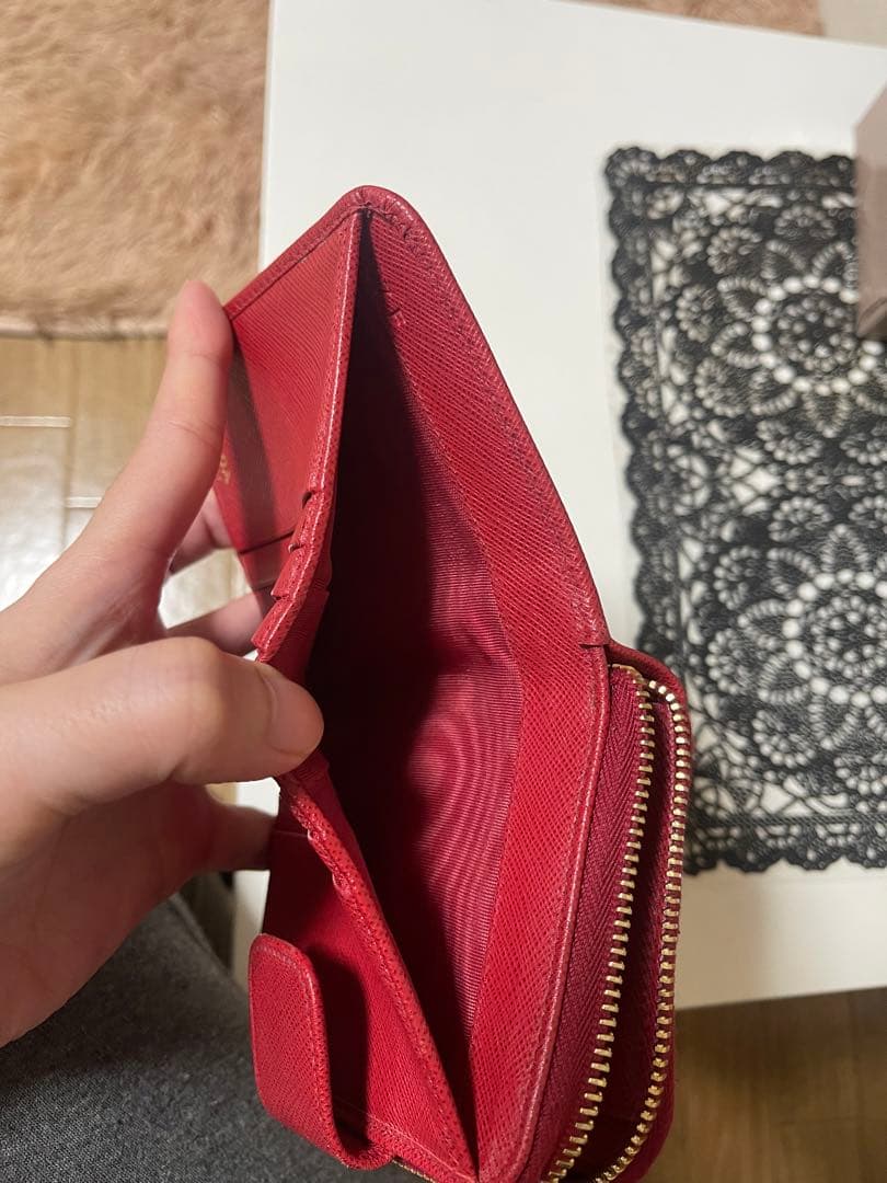 PRADA サフィアーノレザー 二つ折り財布 レッド