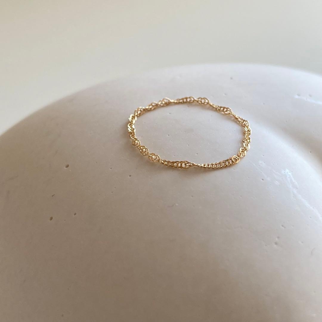 新品 18金 K18 リング 16号 チェーンリング 即日発送