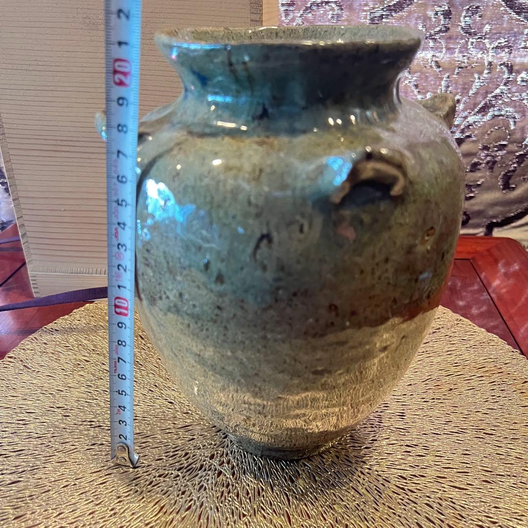 アンティーク　角館焼　耳付き壺花瓶　花器　Japanesetraditional