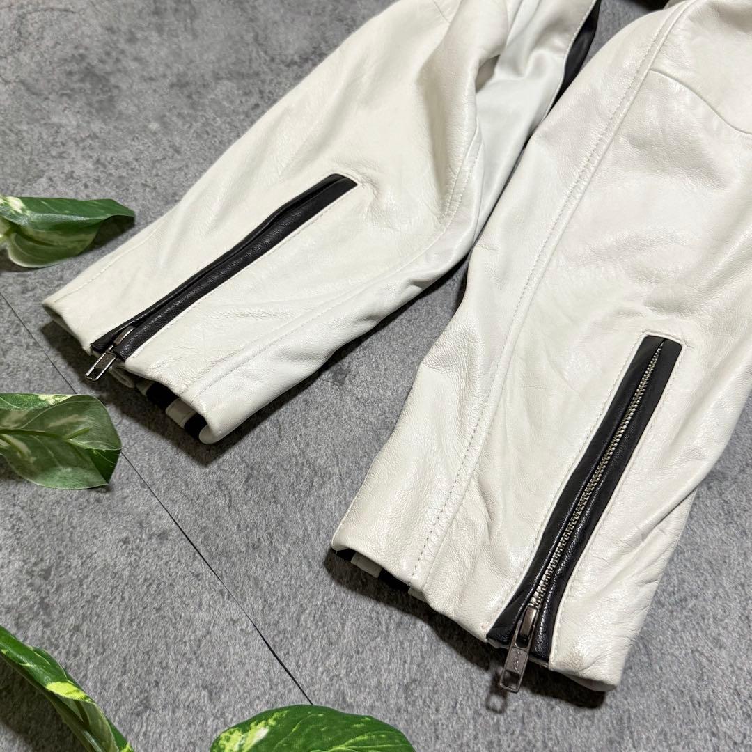 美品　WIND ARMOR　ライダースジャケット　ラムレザー　バイカラー