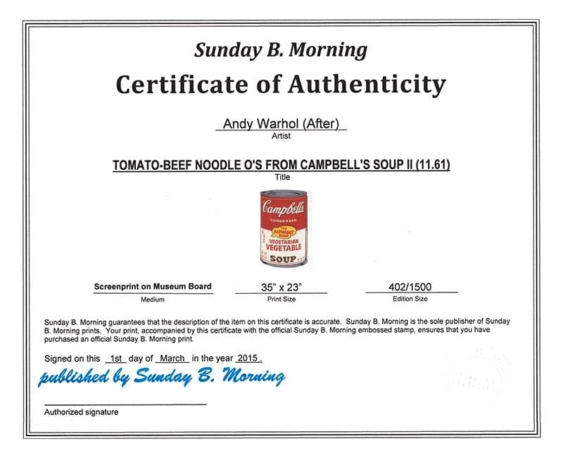 額装品/Sunday B Morning キャンベル缶 Ⅱ/アート/ポスター