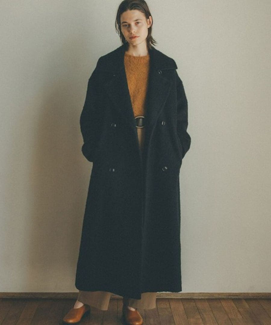 CLANE ミックスシャギーレディコート モヘヤ混 1 ブラック