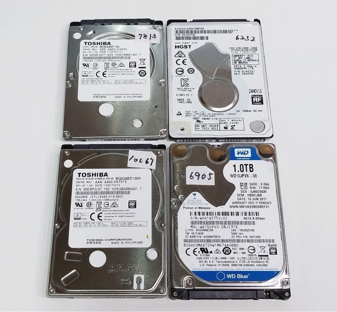 1TB HDD 4枚セット 2.5インチ Crystal 正常判定 1000GB