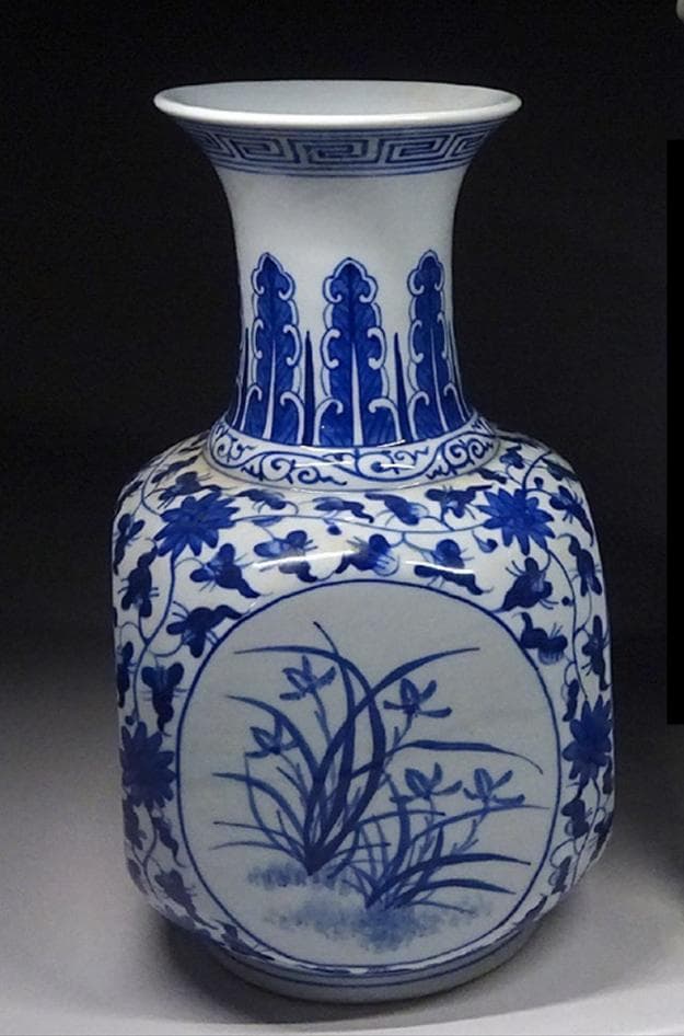 中国古玩 青花 染付 花瓶 大明宣徳年製 時代物 唐物 t99147-1