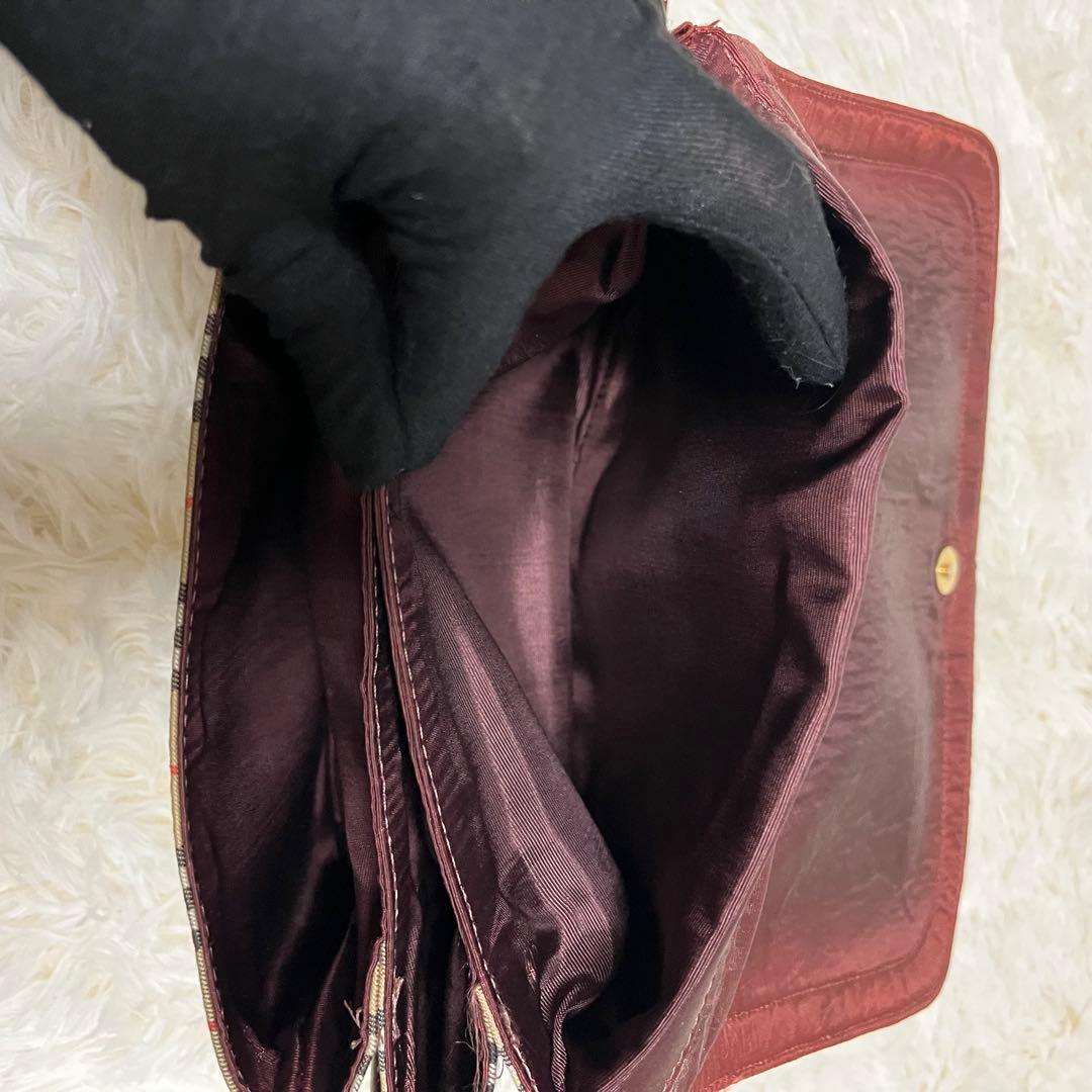 Burberry ノバチェック ブラウンレザー ショルダーバッグ