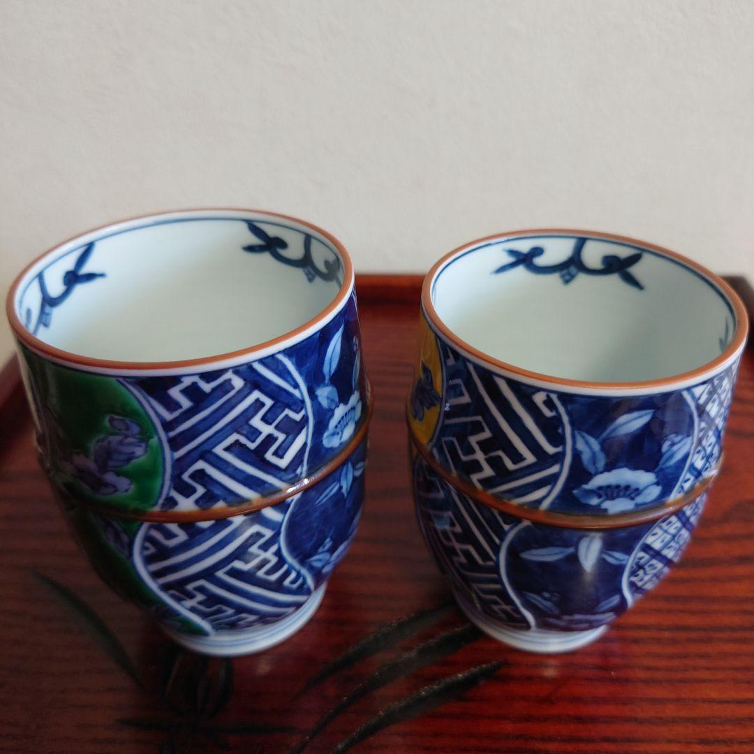 ★スピッツさま専用★【未使用】清水焼　平安京泉作　揃い湯呑茶碗　祥瑞　交趾