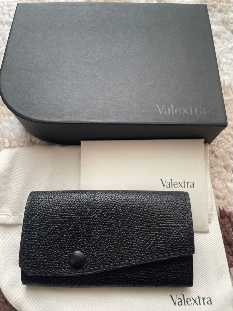 Valextra ブラック レザー キーケース