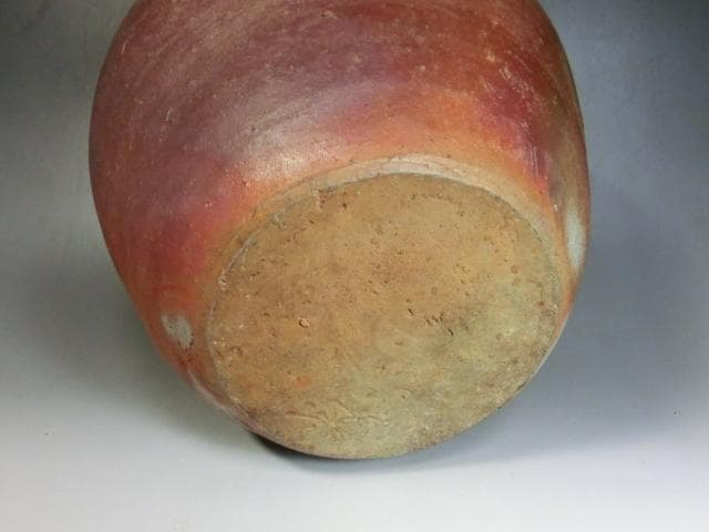 壷■古備前「堂」素焼き 箆目 古い花瓶花器 丸古壺 時代物 骨董品 古美術■