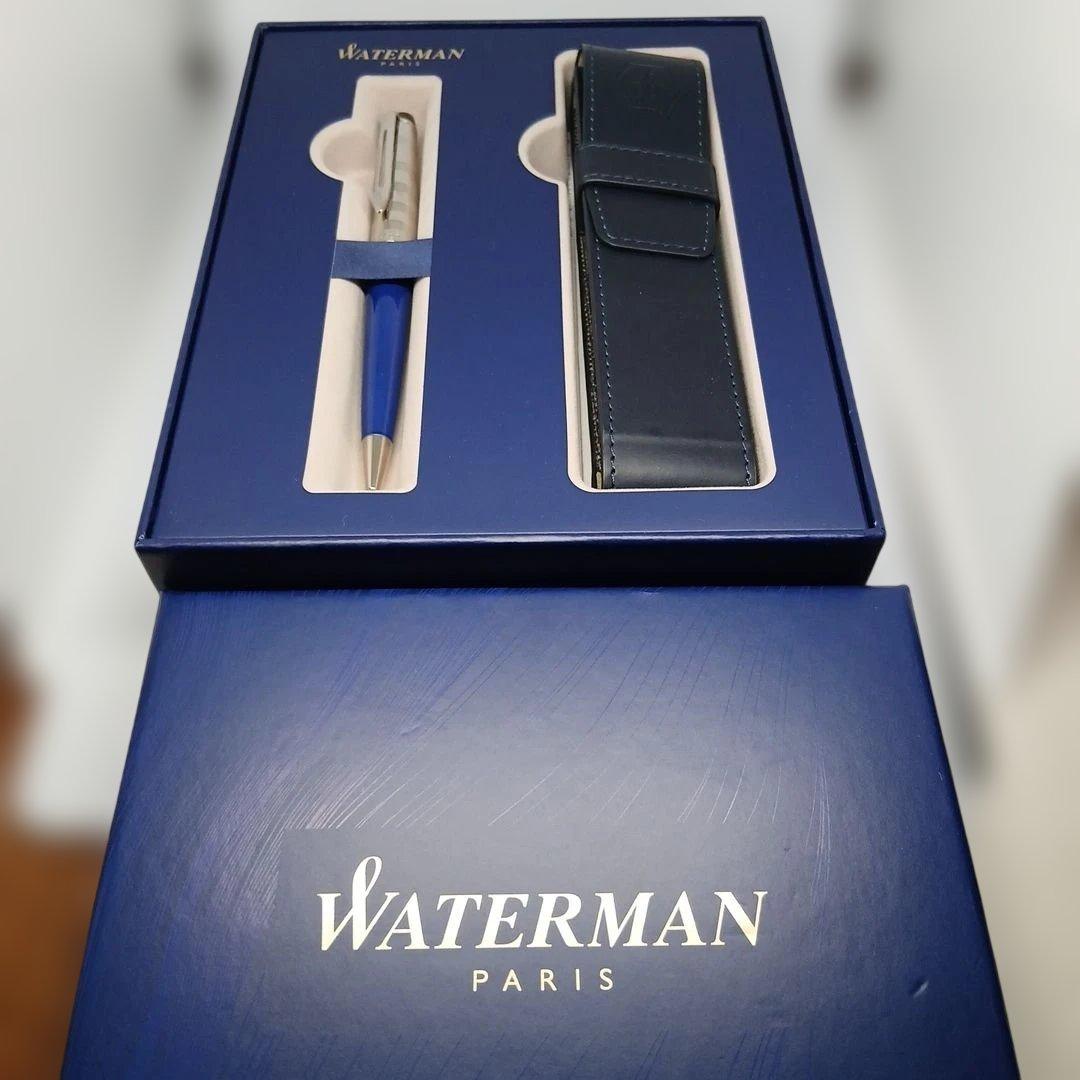WATERMAN エキスパートDXブルーCTBPボールペン レザーケース付き