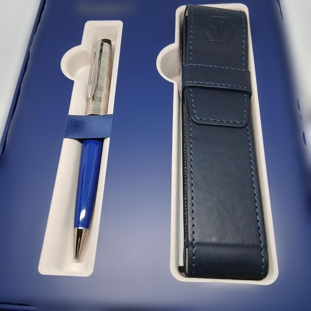 WATERMAN エキスパートDXブルーCTBPボールペン レザーケース付き